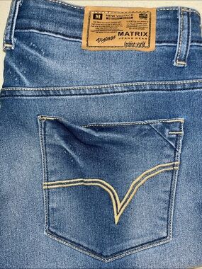 Matix Men’s Straight Blue Denim Jeans with Contrast Stitching